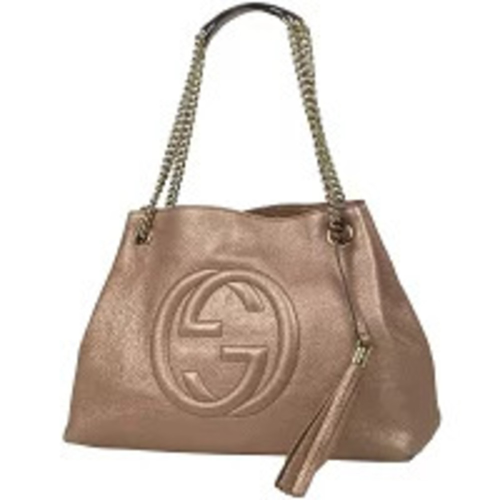 Gucci Soho Chain Shoulder Bag Fringe Tassel Interlocking GG Leather Pink